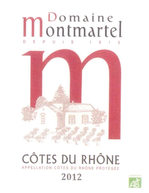 Domaine Montmartel Cotes du Rhone 2012 Front Label