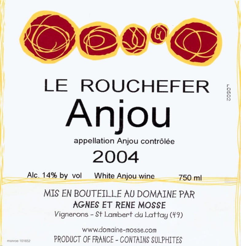 Domaine Mosse Anjou Le Rouchefer 2004 Front Label