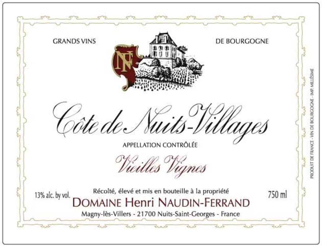 Domaine Naudin-Ferrand Cote de Nuits-Villages Vieilles Vignes 2009 Front Label