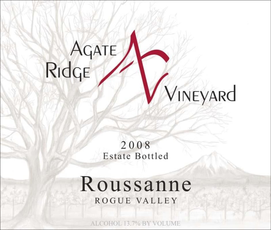 Agate Ridge Vineyard Roussanne 2008 Front Label