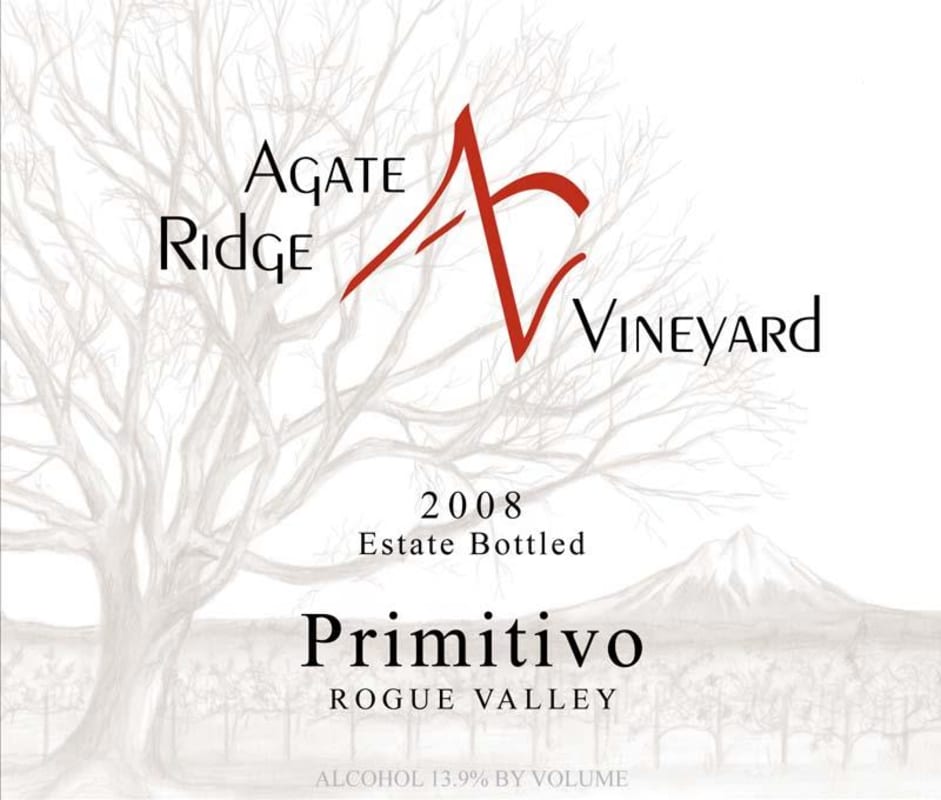 Agate Ridge Vineyard Primitivo 2008 Front Label