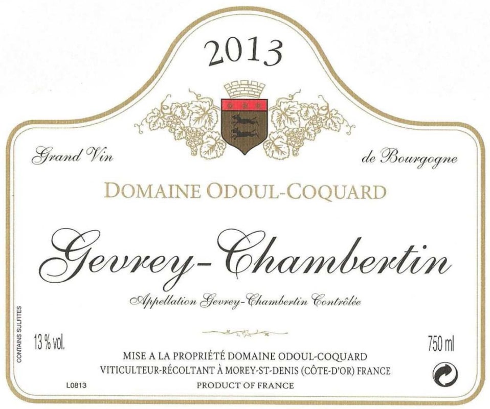 Domaine Odoul-Coquard Gevrey-Chambertin 2013 Front Label