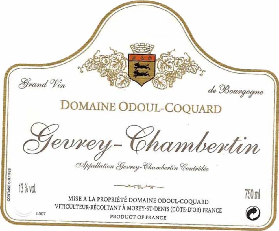 Domaine Odoul-Coquard Gevrey-Chambertin 2012 Front Label