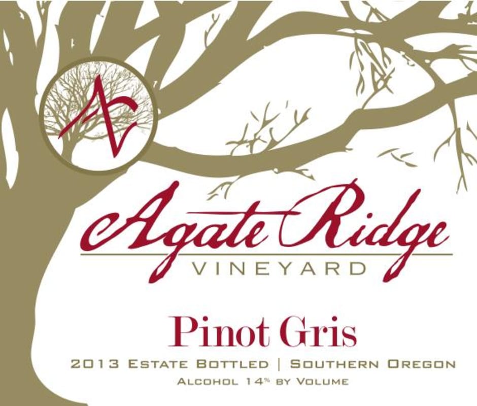 Agate Ridge Vineyard Pinot Gris 2013 Front Label