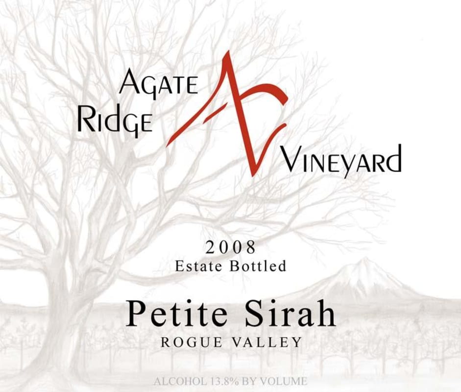 Agate Ridge Vineyard Petite Sirah 2008 Front Label