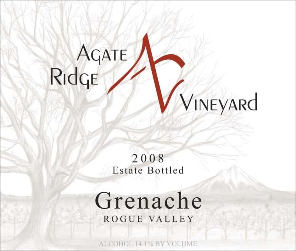 Agate Ridge Vineyard Grenache 2008 Front Label