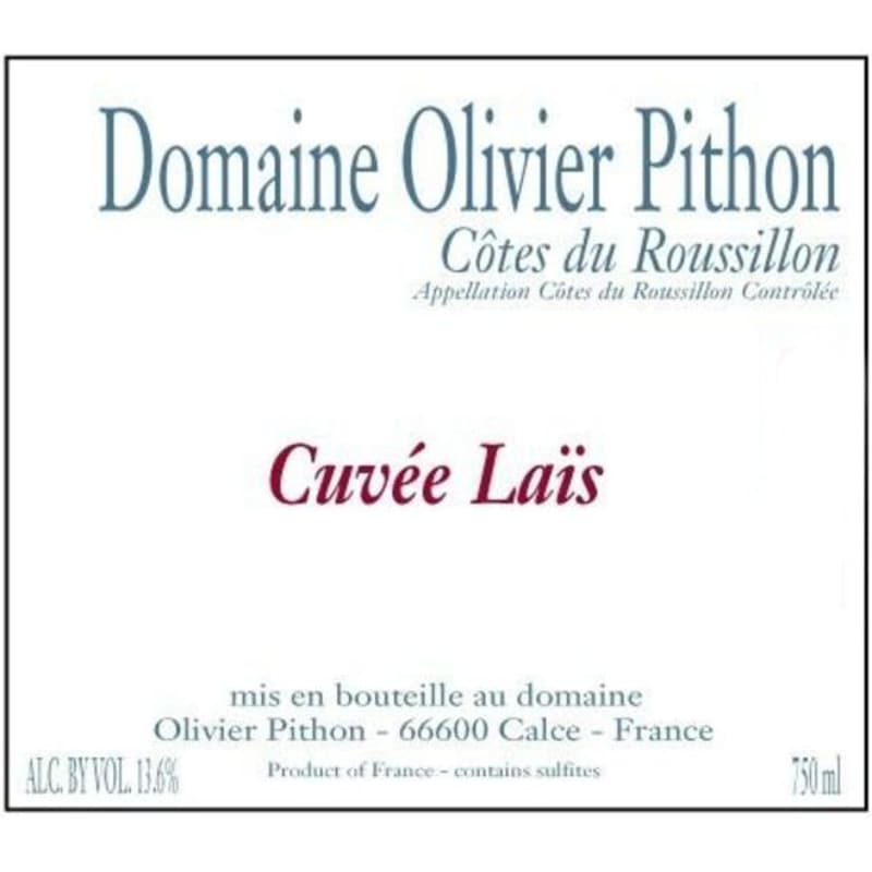 Domaine Olivier Pithon Cotes du Roussillon Cuvee Lais 2010 Front Label
