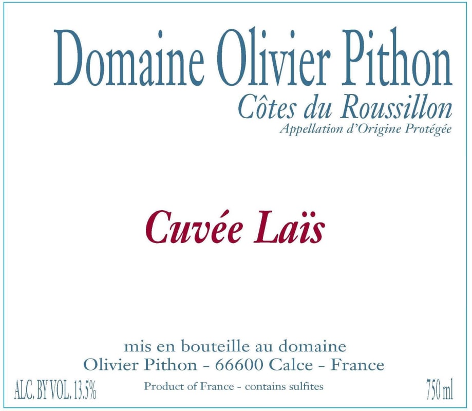 Domaine Olivier Pithon Cotes du Roussillon Cuvee Lais 2015 Front Label