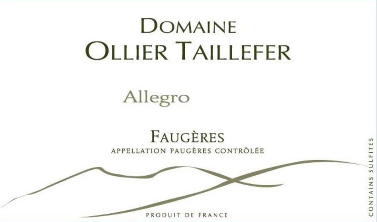 Domaine Ollier Taillefer Faugeres Allegro Blanc 2015 Front Label