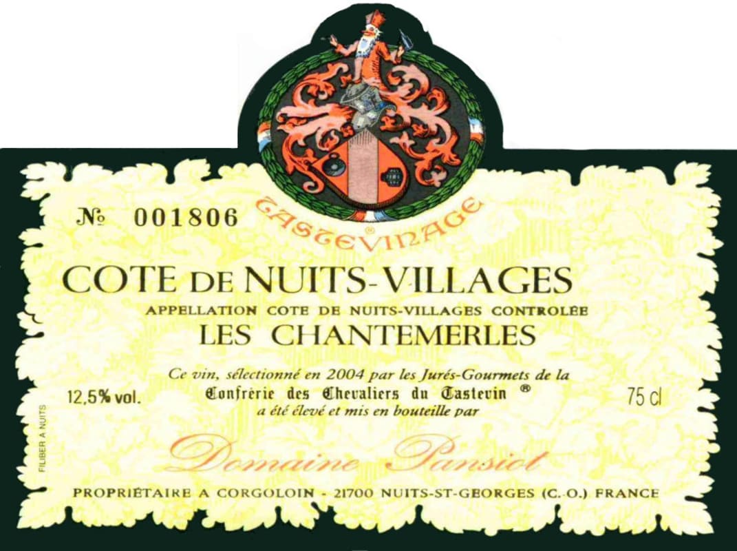 Domaine Pansiot Cote de Nuits-Villages Les Chantemerles 2013 Front Label
