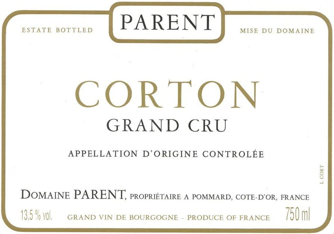 Domaine Parent-Bourgogne Corton Grand Cru Blanc 2012 Front Label