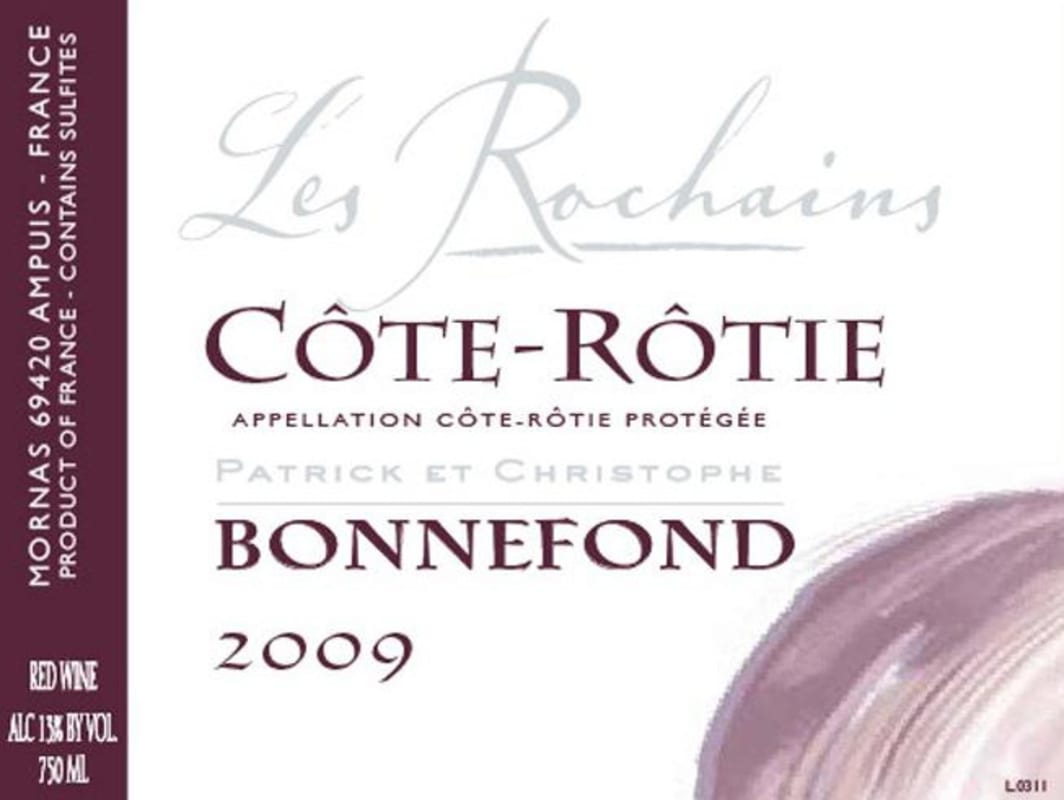 Domaine Patrick & Christophe Bonnefond Cote-Rotie Les Rochains 2009 Front Label