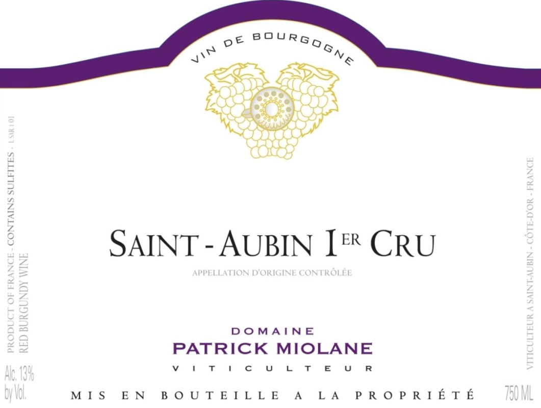 Domaine Patrick Miolane Saint-Aubin Premier Cru 2011 Front Label