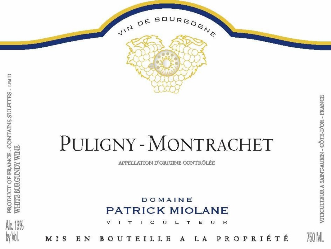Domaine Patrick Miolane Puligny-Montrachet 2014 Front Label