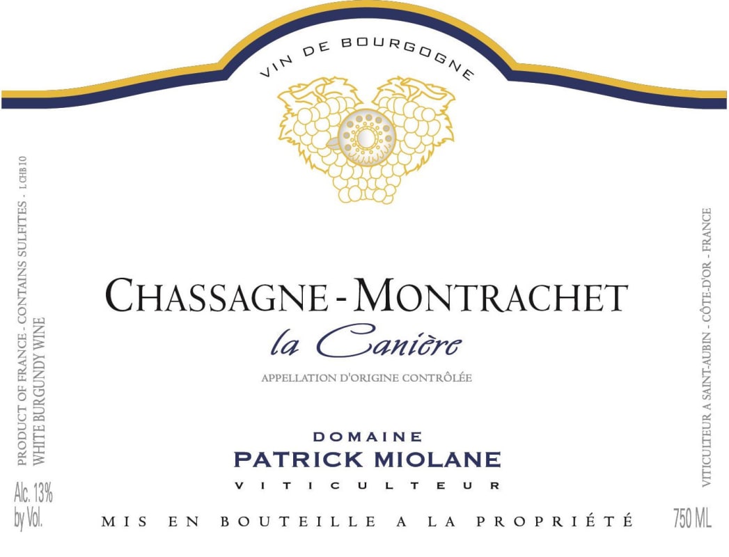 Domaine Patrick Miolane Chassagne-Montrachet La Caniere 2012 Front Label