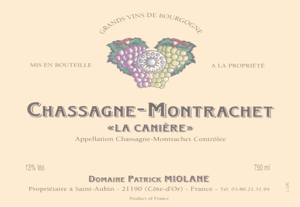 Domaine Patrick Miolane Chassagne-Montrachet La Caniere 2008 Front Label