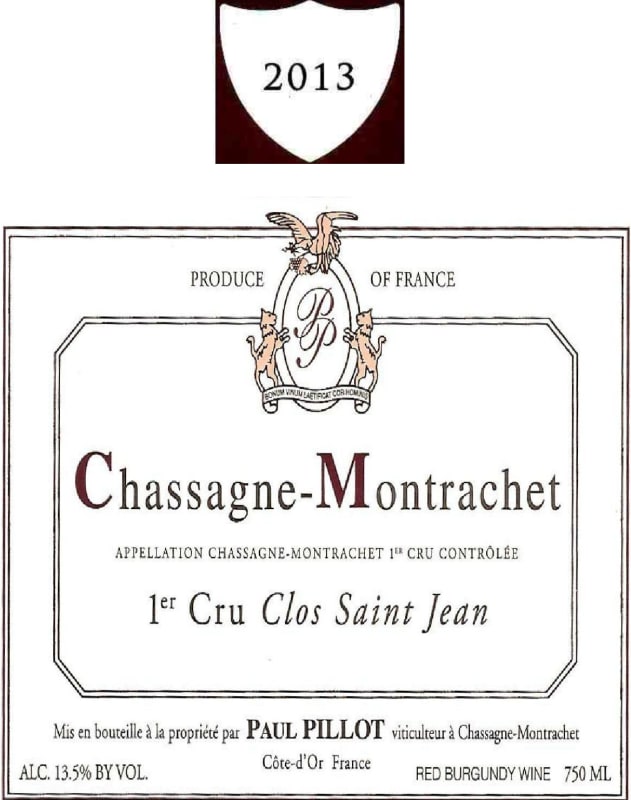Domaine Paul Pillot Chassagne-Montrachet Clos Saint Jean Premier Cru Rouge 2013 Front Label