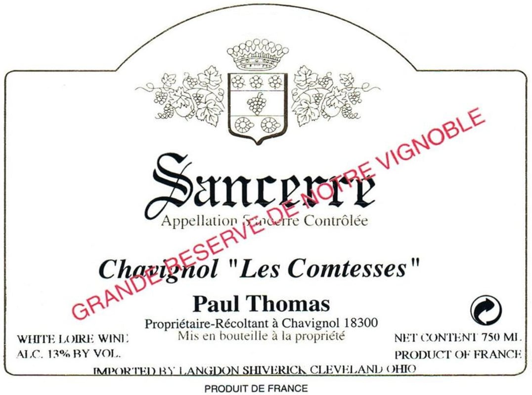 Domaine Paul Thomas Sancerre Chavignol Les Comtesses 2015 Front Label