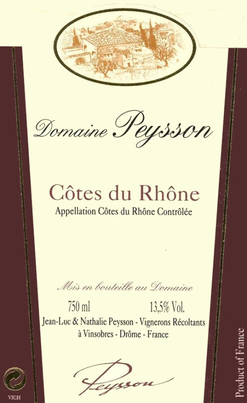 Domaine Peysson Cotes du Rhone 2013 Front Label