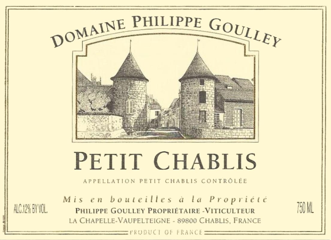 Domaine Philippe Goulley Petit Chablis 2012 Front Label
