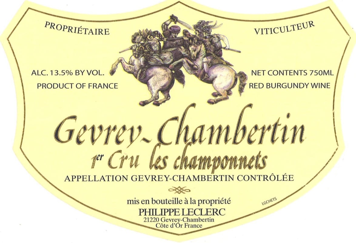 Philippe Leclerc Gevrey-Chambertin les Champonnets Premier Cru 2013 Front Label