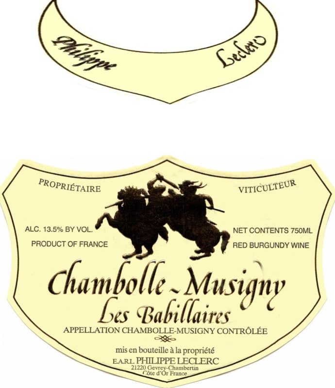 Philippe Leclerc Chambolle-Musigny Les Babillieres 2010 Front Label