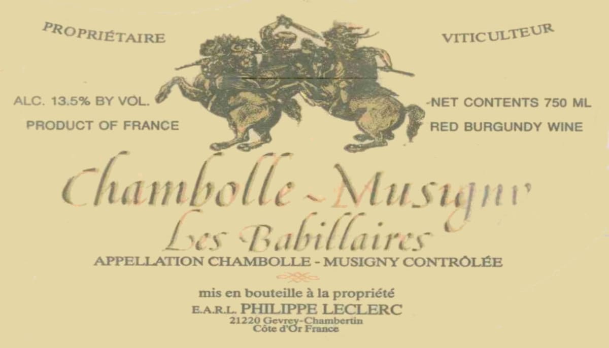 Philippe Leclerc Chambolle-Musigny Les Babillieres 2008 Front Label