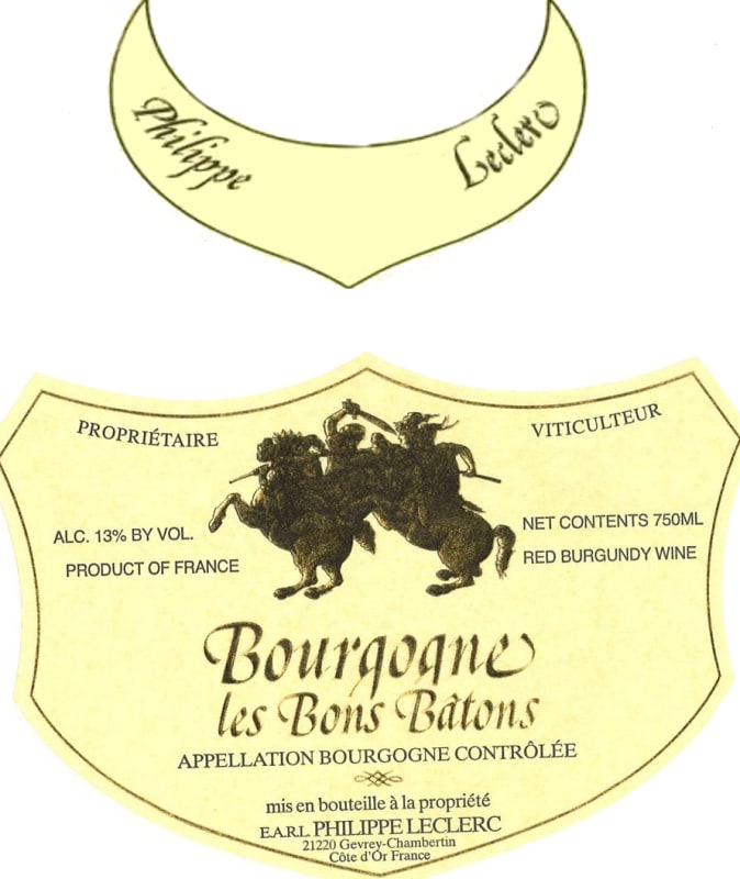 Philippe Leclerc Bourgogne Les Bons Batons Rouge 2012 Front Label