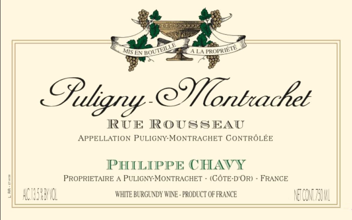 Domaine Phillipe Chavy Puligny-Montrachet Rue Rousseau 2013 Front Label