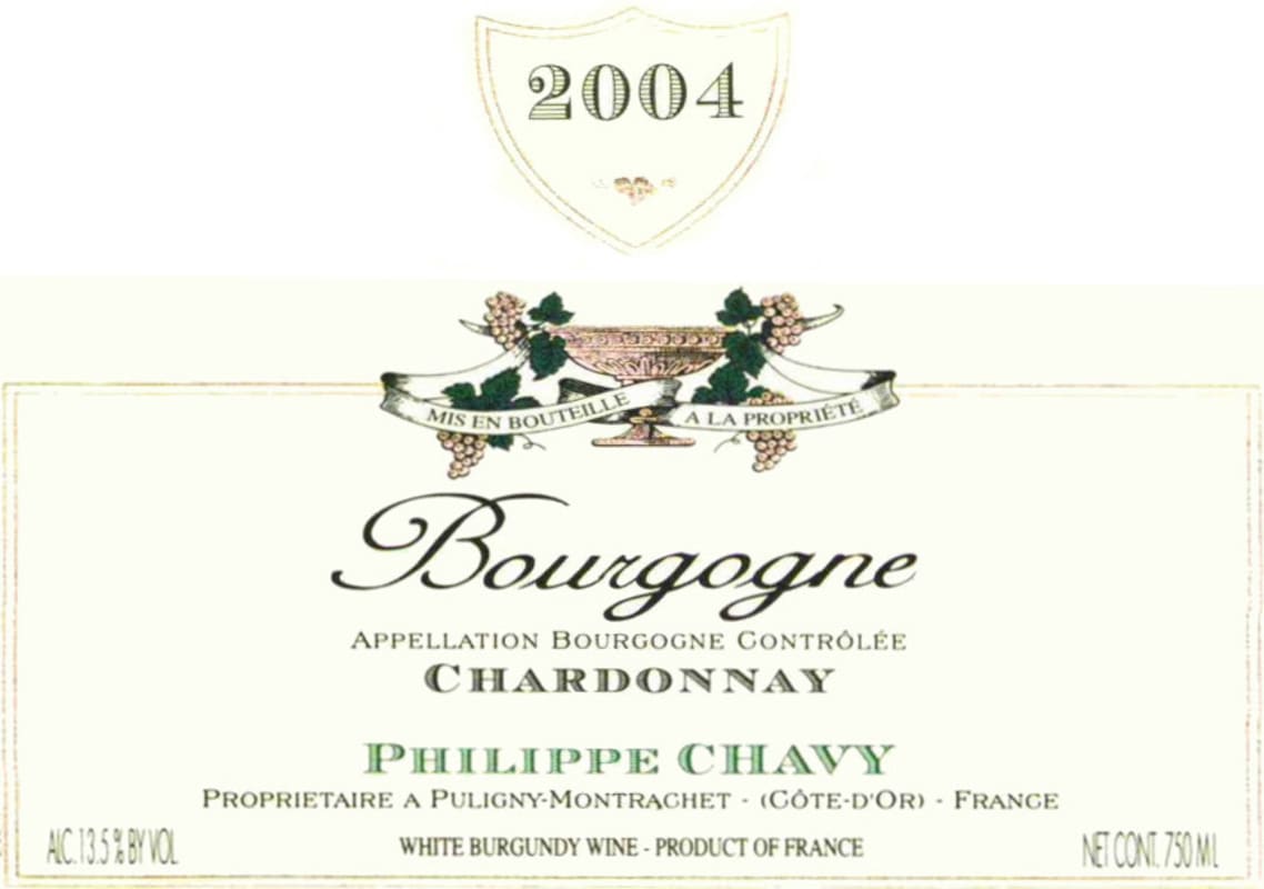 Domaine Phillipe Chavy Bourgogne Chardonnay 2004 Front Label