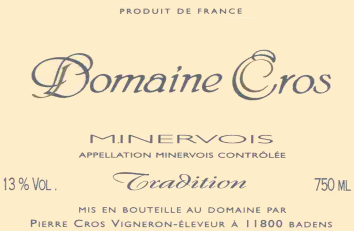 Domaine Pierre Cros Minervois Tradition 2013 Front Label