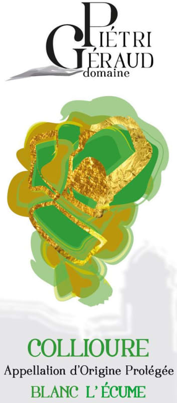 Domaine Pietri Geraud Collioure L'Ecume Blanc 2014 Front Label