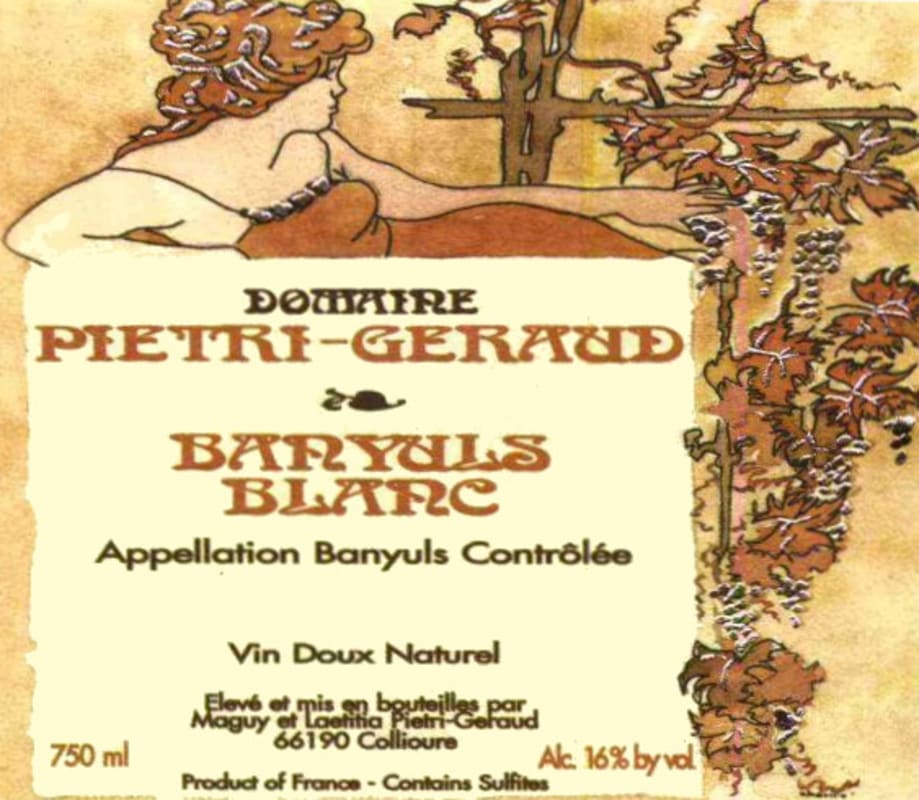 Domaine Pietri Geraud Banyuls Blanc 2013 Front Label