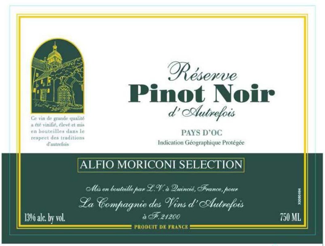 Alfio Moriconi Selection D'Autrefois Reserve Pinot Noir 2008 Front Label