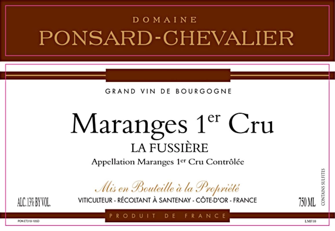 Domaine Ponsard Chevalier Maranges Clos La Fussiere Premier Cru 2013 Front Label