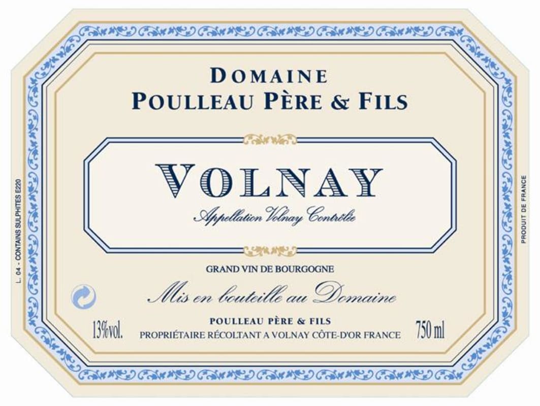 Domaine Poulleau Volnay 2010 Front Label