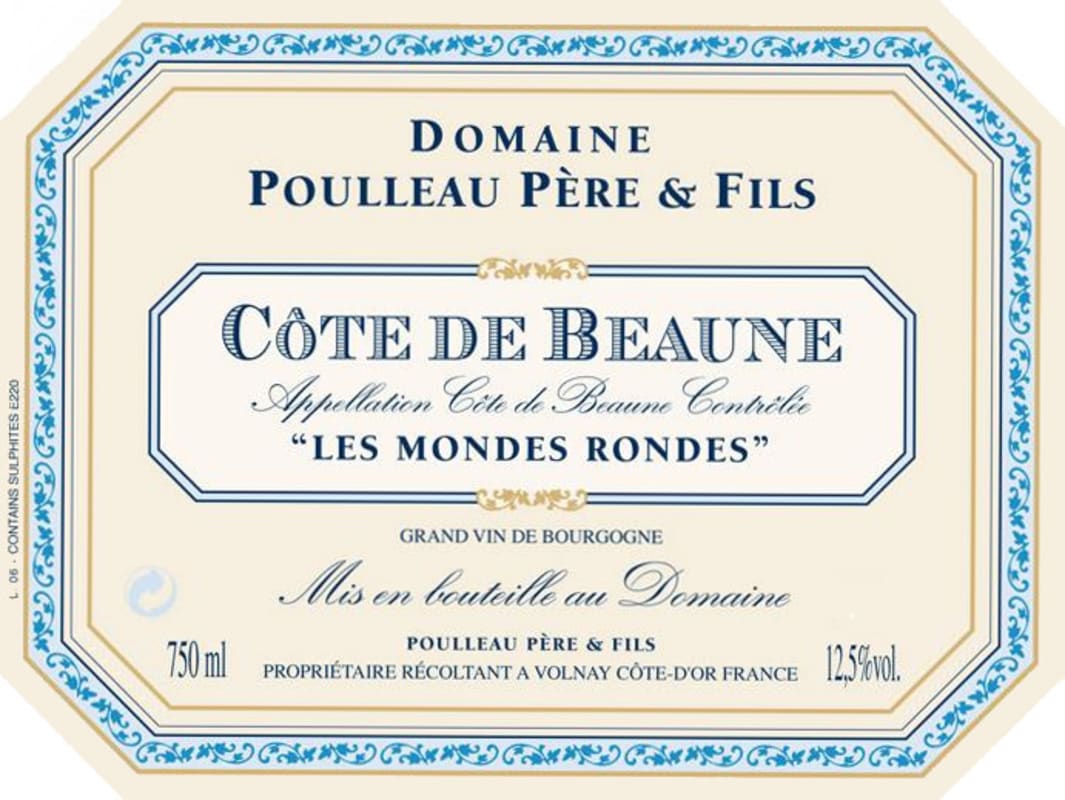 Domaine Poulleau Cote de Beaune Les Mondes Rondes 2007 Front Label