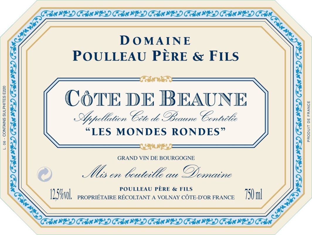 Domaine Poulleau Cote de Beaune Les Mondes Rondes 2013 Front Label
