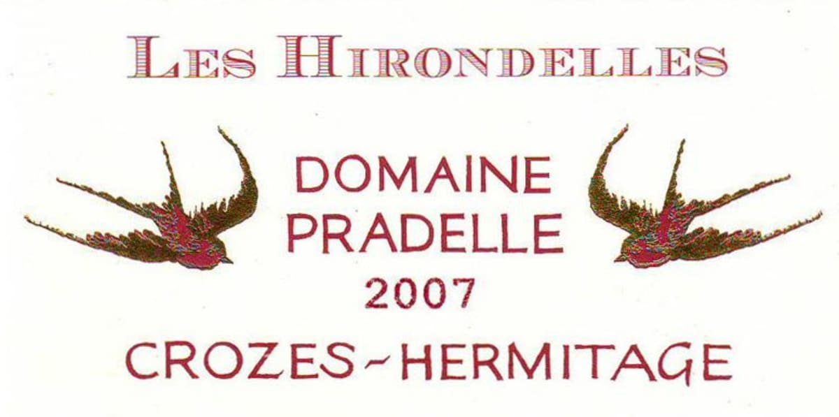 Domaine Pradelle Crozes-Hermitage Les Hirondelles 2007 Front Label
