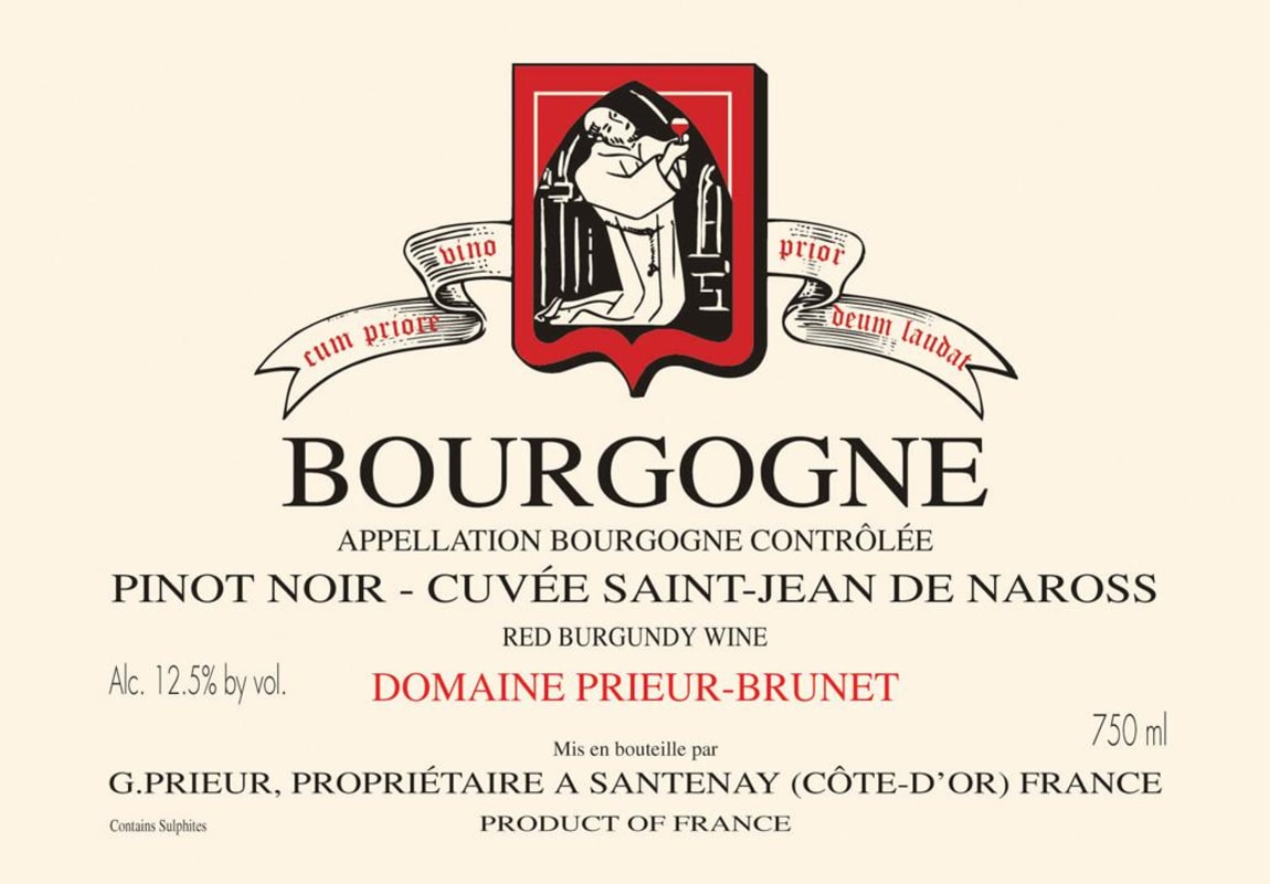 Domaine Prieur Bourgogne Cuvee Saint-Jean de Naross Pinot Noir 2012 Front Label