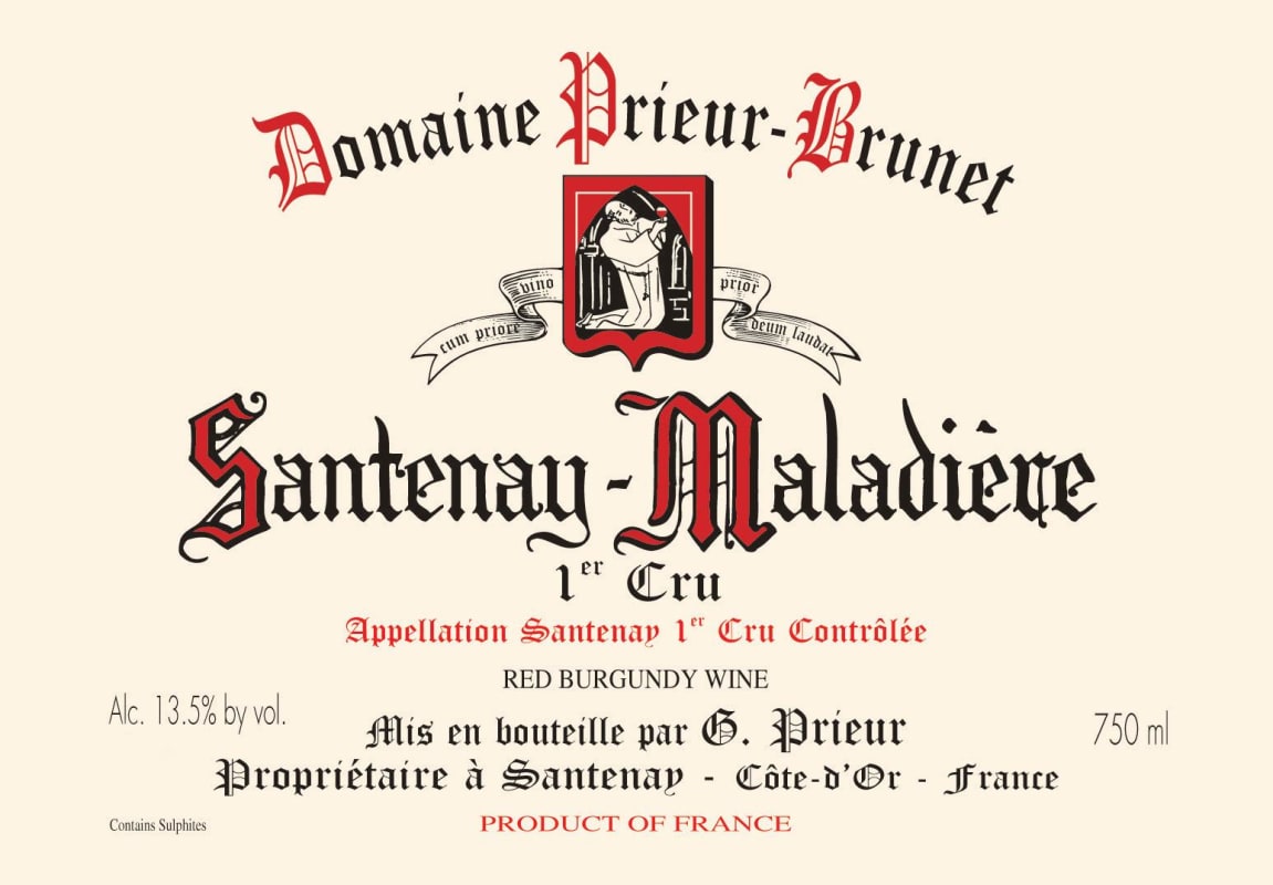 Domaine Prieur Santenay-Maladiere Premier Cru 2012 Front Label