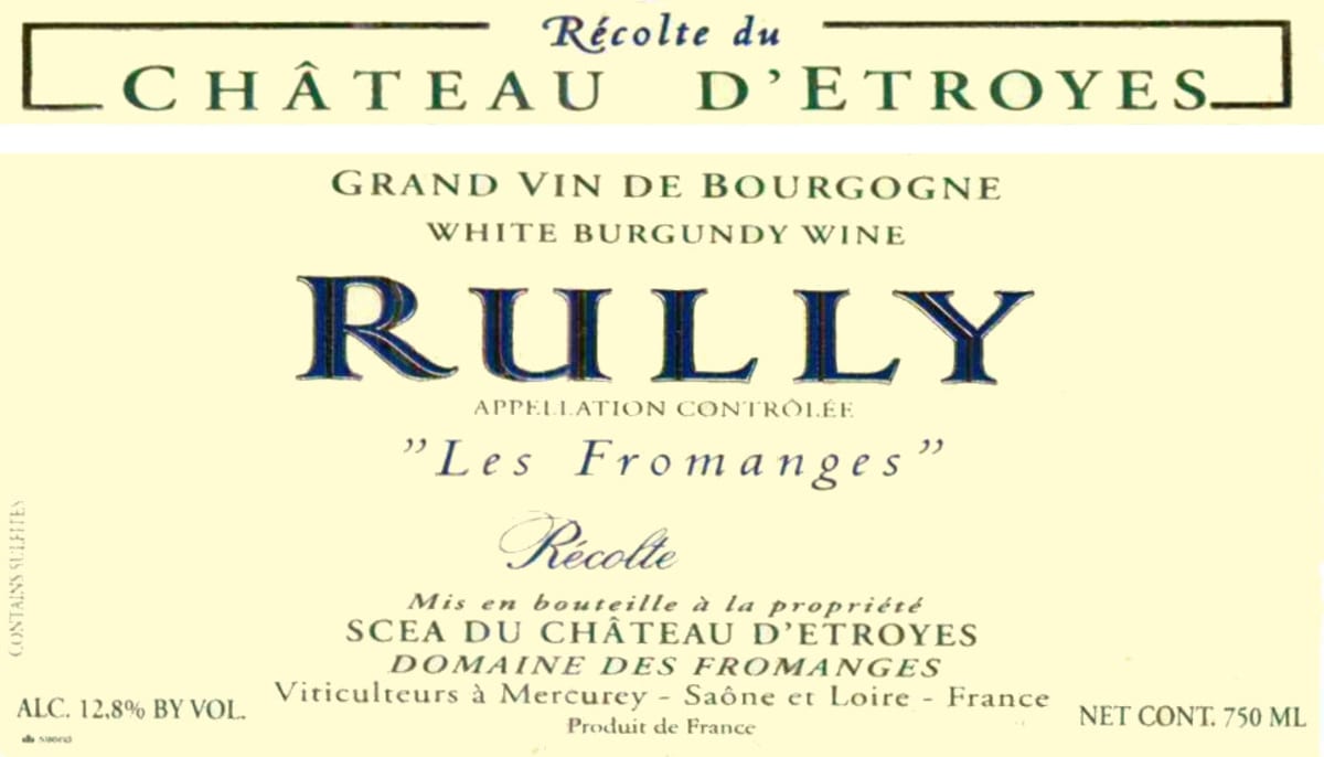 Domaine Protheau Mercurey Rully Les Fromanges 2013 Front Label