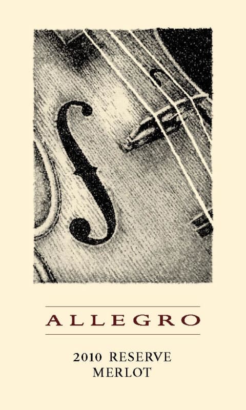 Allegro Vineyards Reserve Merlot 2010 Front Label