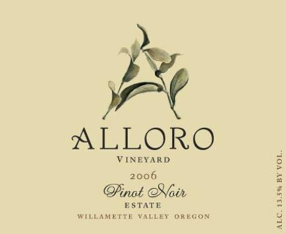 Alloro Vineyard Estate Pinot Noir 2006 Front Label