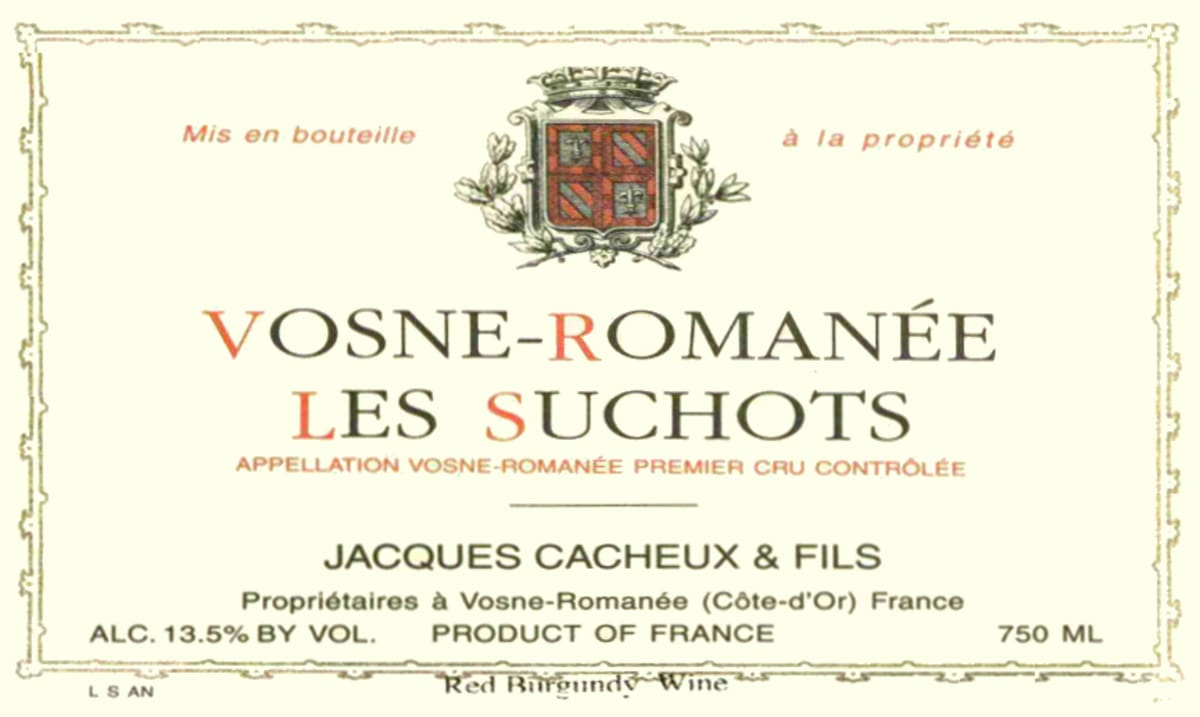 Domaine Rene Cacheux & Fils Vosne-Romanee Les Suchots Premier Cru 2002 Front Label
