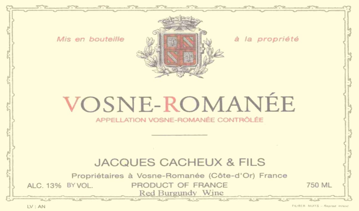 Domaine Rene Cacheux & Fils Vosne-Romanee 2012 Front Label