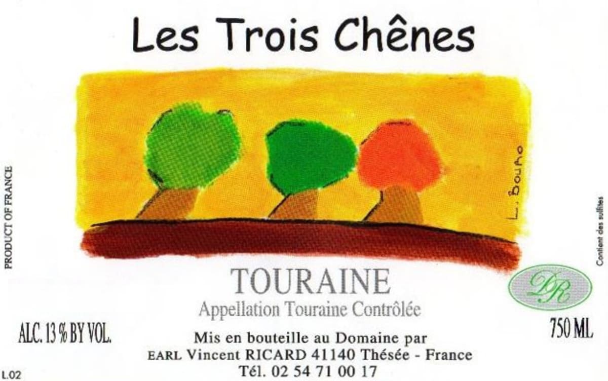 Domaine Ricard Touraine Cuvee Les Trois Chenes 2012 Front Label