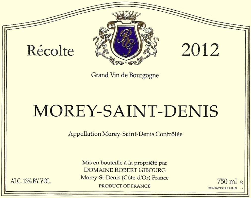 Domaine Robert Gibourg Morey-Saint-Denis 2012 Front Label