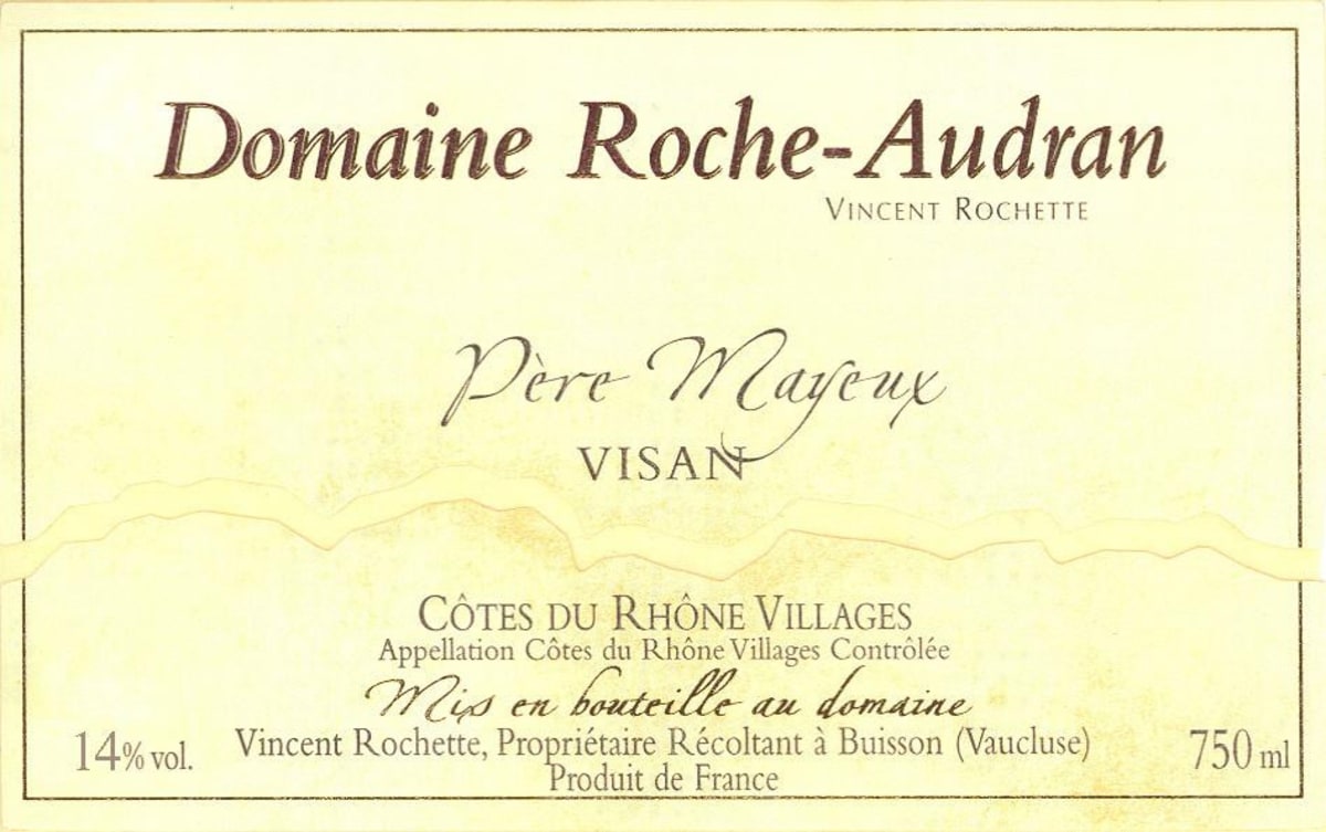Domaine Roche-Audran Cotes du Rhone Villages Visan Pere Mayeux 2012 Front Label