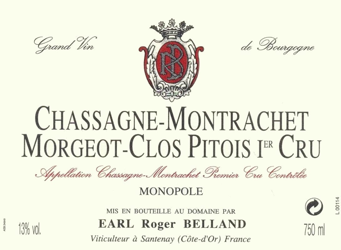 Roger Belland Chassagne-Montrachet Morgeot-Clos Pitois Premier Cru 2009 Front Label